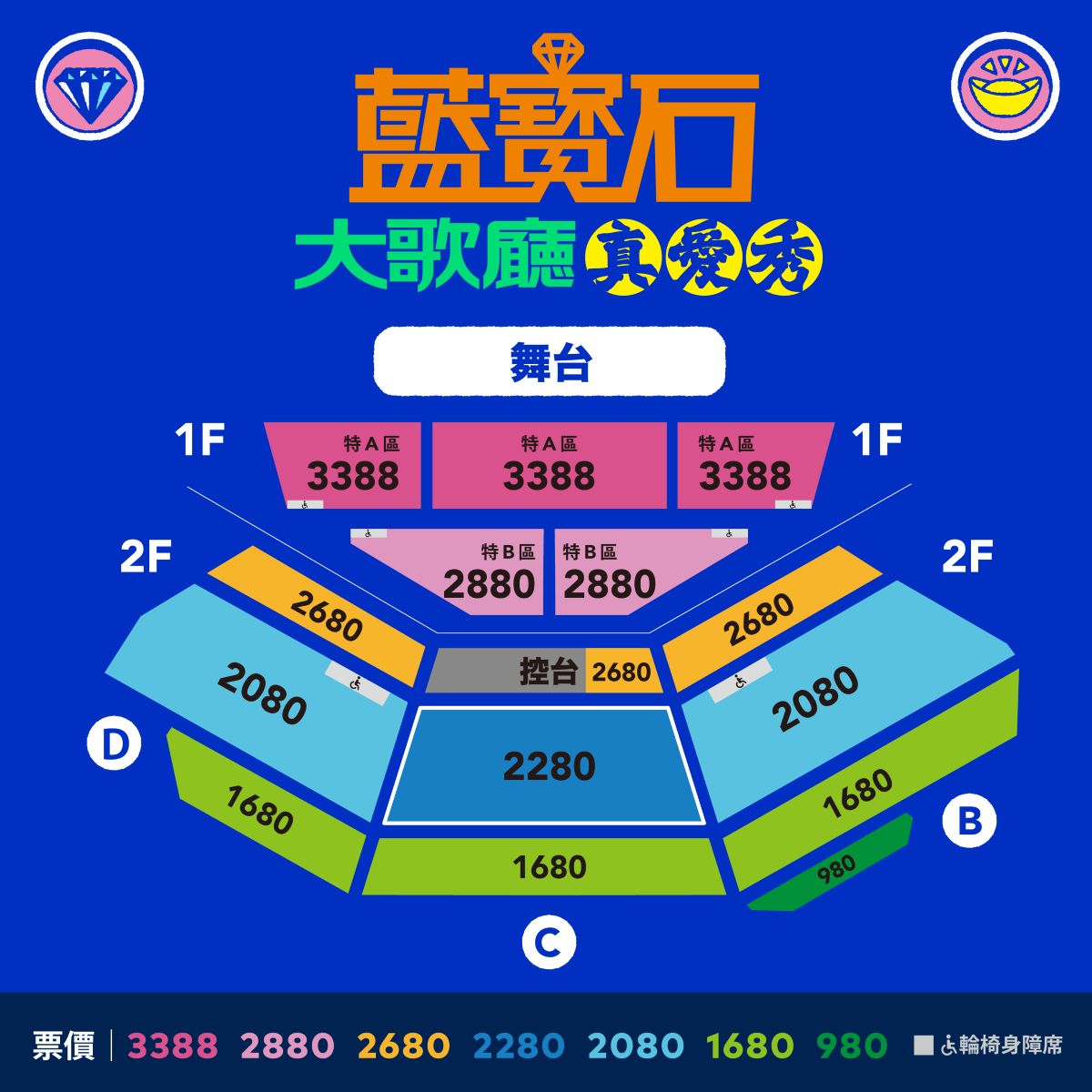 2026《真愛秀．藍寶石大歌廳》票價座位圖